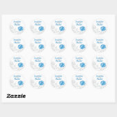Sticker Rond Sceau d'enveloppe bleu et gris Damas (Feuille)