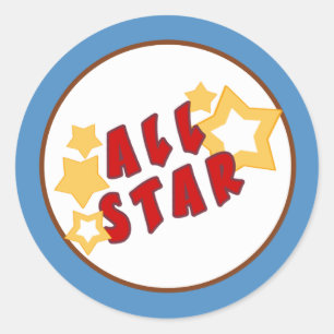 Sticker Rond Sceau d'enveloppe bleu étoile 20 - 1,5 pouces