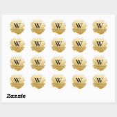 Sticker Rond Sceau d'enveloppe broyée Monogrammé Faux Gold Faux (Feuille)