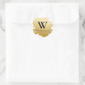 Sticker Rond Sceau d'enveloppe broyée Monogrammé Faux Gold Faux (Sac)