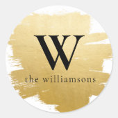 Sticker Rond Sceau d'enveloppe broyée Monogrammé Faux Gold Faux (Devant)