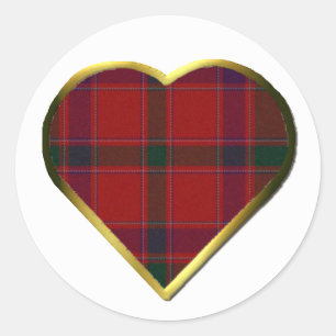 Sticker Rond Sceau d'enveloppe cardiaque plaid Stewart Red
