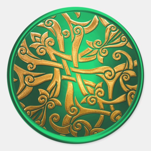 Sticker Rond Sceau d'enveloppe céleste d'or vert (Devant)