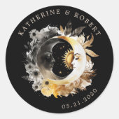 Sticker Rond Sceau d'enveloppe céleste en or noir (Devant)