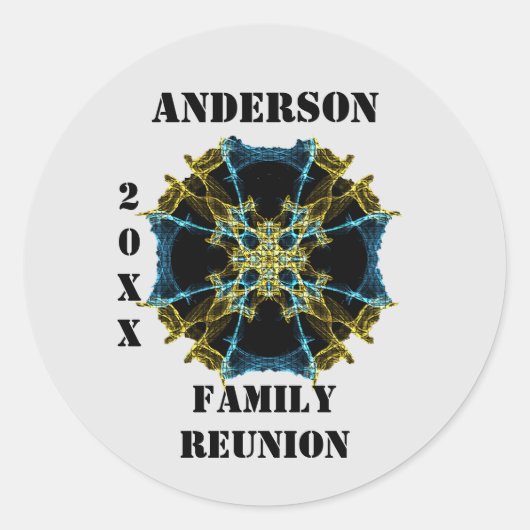 Sticker Rond Sceau d'enveloppe céleste unique à la réunion fami (Devant)