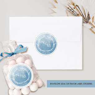 Sticker Rond Sceau d'enveloppe couleur bleu chic/Favoriser