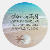 Sticker Rond Sceau d'enveloppe d'adresse de retour Beach Shells (Devant)
