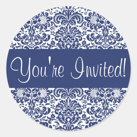 Sticker Rond Sceau d'enveloppe Damask Invited (Devant)
