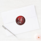 Sticker Rond Sceau d'enveloppe d'argent et de monogramme rouge  (Enveloppe)