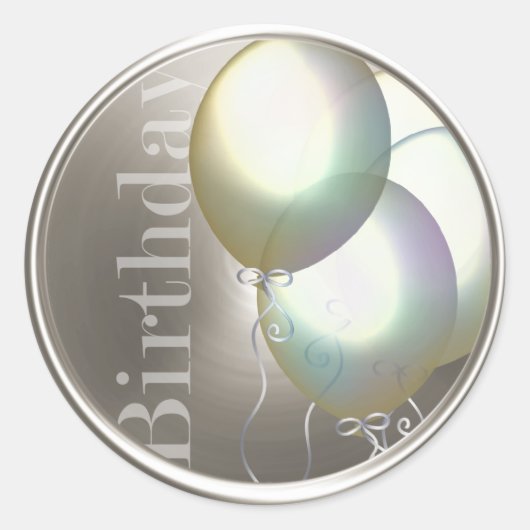 Sticker Rond Sceau d'enveloppe d'argent Iridescente Birthday (Devant)