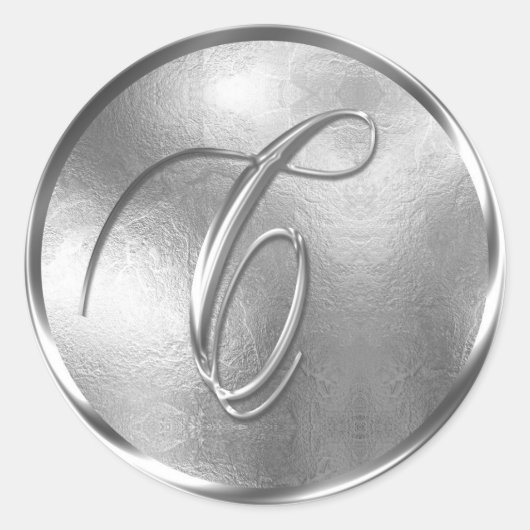Sticker Rond Sceau d'enveloppe d'argent monogramme C non MÉTALL (Devant)