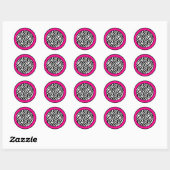 Sticker Rond Sceau d'enveloppe de 20 à 1,5 po rose chaud Zèbre (Feuille)