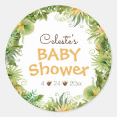 Sticker Rond Sceau d'enveloppe de Baby shower blanc Dinosaure m (Devant)