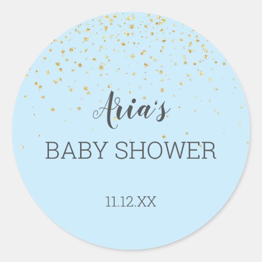 Sticker Rond Sceau d'enveloppe de Baby shower bleu Confetti en  (Devant)