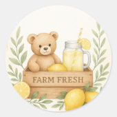 Sticker Rond Sceau d'enveloppe de Baby shower citron (Devant)