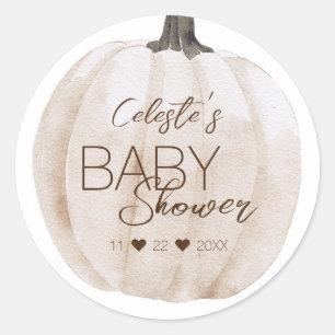 Sticker Rond Sceau d'enveloppe de Baby shower Citrouille Boho b