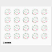 Sticker Rond Sceau d'enveloppe de Baby shower rose (Feuille)