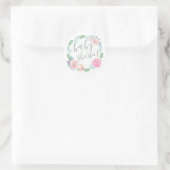 Sticker Rond Sceau d'enveloppe de Baby shower rose (Sac)