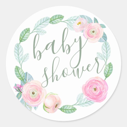 Sticker Rond Sceau d'enveloppe de Baby shower rose (Devant)
