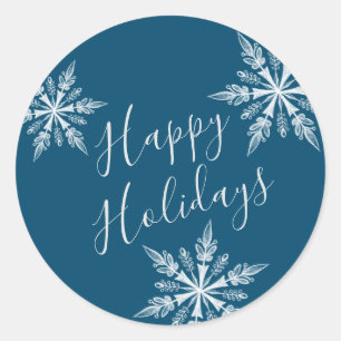 Sticker Rond Sceau d'enveloppe de Blue Snowy Winter Wonderland