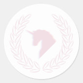 Sticker Rond Sceau d'enveloppe de buste Unicorne rose (Devant)