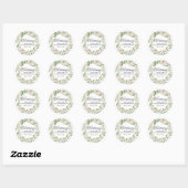 Sticker Rond Sceau d'enveloppe de Christening Floral Blanc (Feuille)