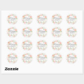 Sticker Rond Sceau d'enveloppe de Christening Floral rose (Feuille)