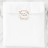 Sticker Rond Sceau d'enveloppe de Christening Floral rose (Sac)