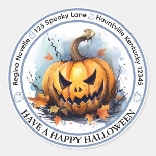 Sticker Rond Sceau d'enveloppe de citrouille Jack-o-lantern à l