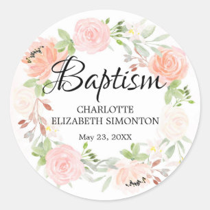 Sticker Rond Sceau d'enveloppe de courroie rose fleurie