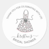 Sticker Rond Sceau d'enveloppe de Fête des mariées florale gris (Devant)