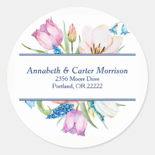 Sticker Rond Sceau d'enveloppe de fleurs botaniques