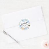 Sticker Rond Sceau d'enveloppe de graduation florale bleu chic (Enveloppe)