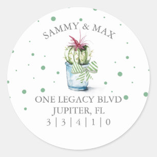 Sticker Rond Sceau d'enveloppe de l'adresse de retour Cactus mi