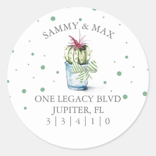 Sticker Rond Sceau d'enveloppe de l'adresse de retour Cactus mi (Devant)