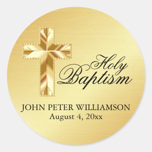 Sticker Rond Sceau d'enveloppe de l'or sacré Baptême catholique (Devant)