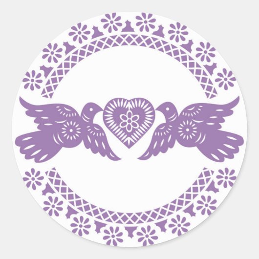 Sticker Rond Sceau d'enveloppe de lovebirds pourpres (Devant)