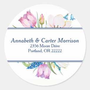 Sticker Rond Sceau d'enveloppe de mariage à fleurs botaniques