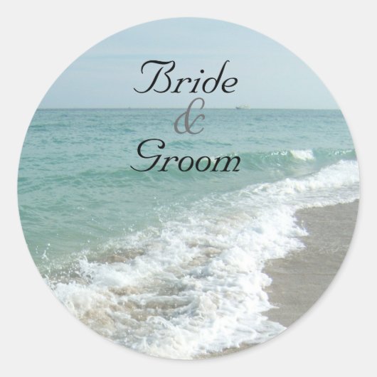 Sticker Rond Sceau d'enveloppe de mariage de plage (Devant)