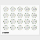 Sticker Rond Sceau d'enveloppe de Mariage floral blanc en fleur (Feuille)