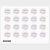 Sticker Rond Sceau d'enveloppe de Mariage Floral blanc violet (Feuille)