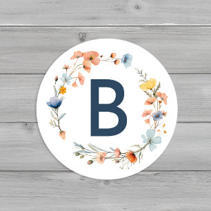 Sticker Rond Sceau d'enveloppe de Mariage floral gras