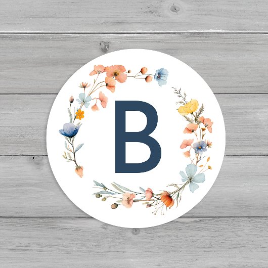 Sticker Rond Sceau d'enveloppe de Mariage floral gras