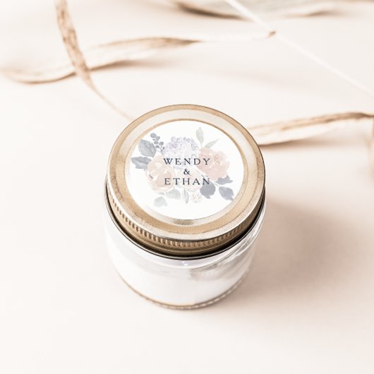 Sticker Rond Sceau d'enveloppe de Mariage floral rustique simpl