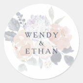 Sticker Rond Sceau d'enveloppe de Mariage floral rustique simpl (Devant)