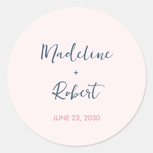 Sticker Rond Sceau d'enveloppe de Mariage rose pâle (Devant)