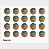 Sticker Rond Sceau d'enveloppe de mariage tropical Palm Beach (Feuille)