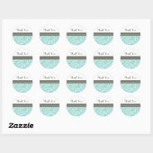 Sticker Rond Sceau d'enveloppe de Merci floral turquoise (Feuille)