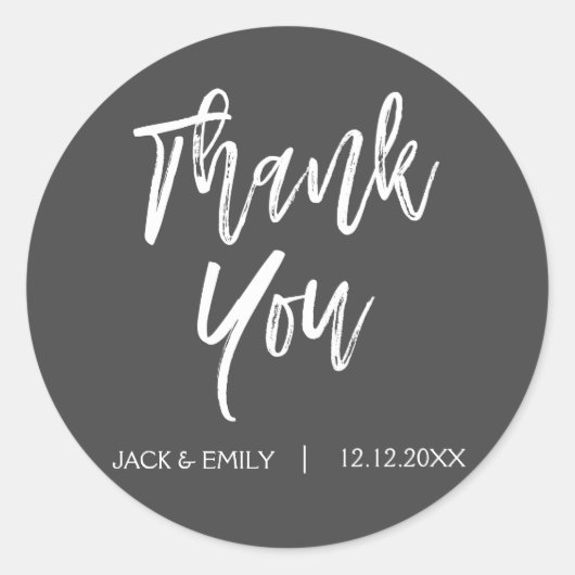Sticker Rond Sceau d'enveloppe de Merci gris charbon (Devant)