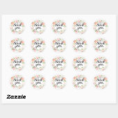 Sticker Rond Sceau d'enveloppe de Merci rose Floral (Feuille)